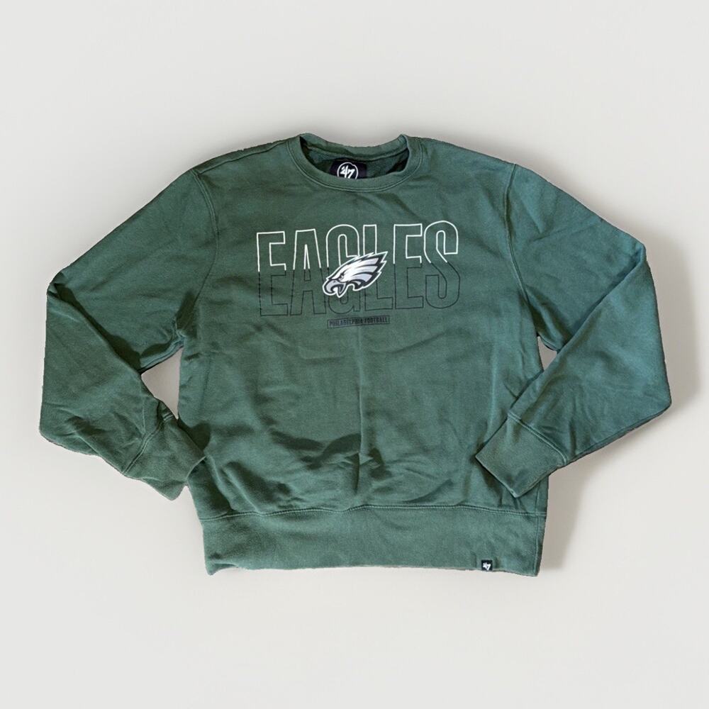 47 Brand Philadelphia Eagles Sz L Sweatshirt Crewneck Green NFL Football Logo